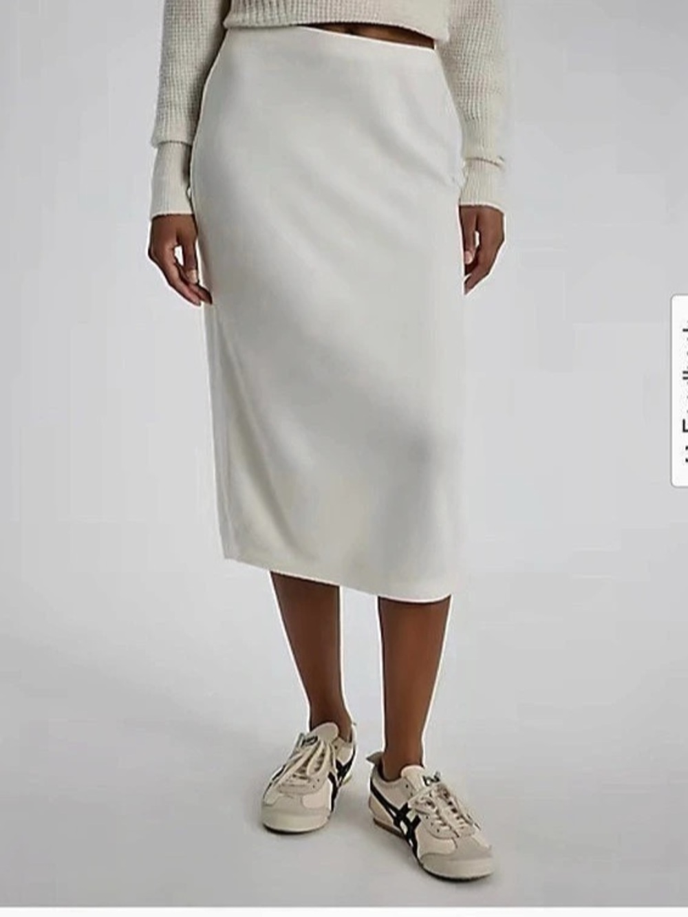 Express Cotton Ribbed Super High Waisted Midi Sweater Skirt White Small